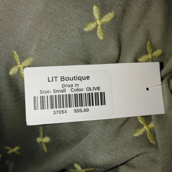 EN CREME OLIVE EMBROIDERED SLEEVELESS DRESS S - Picture 6 of 9